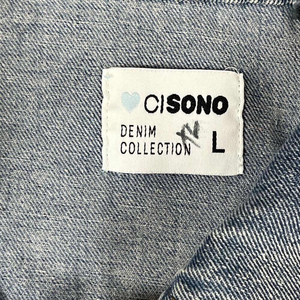 Ci Sono Denim Dress Womens Large Sleeveless Button Front Pockets 90s Y2K - Picture 5 of 8
